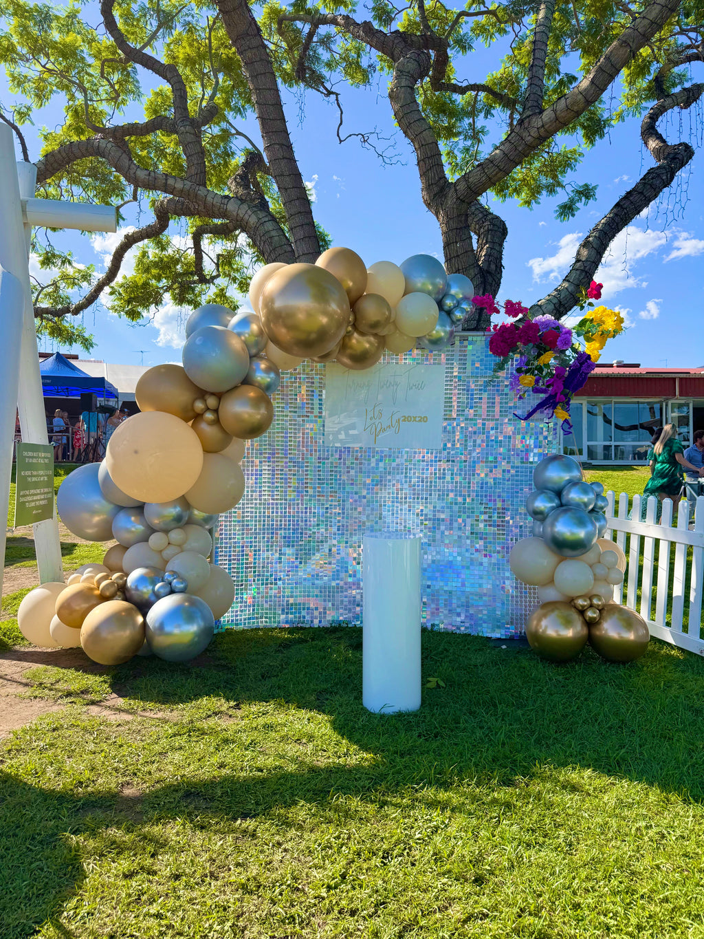 Luxury Shimmer Wall with 5m balloon garland in Brisbane & Gold Coast for birthdays, corporate events, and milestone celebrations.

Photo-ready Shimmer Wall and balloon décor in Brisbane & Gold Coast with personalised signage for corporate events, birthdays, and celebrations.

Glamorous Shimmer Wall and balloon setup across Brisbane & Gold Coast for birthdays, corporate events, anniversaries, and special occasions.

Shimmer Wall and balloon garland setup in Brisbane & Gold Coast with personalised signage