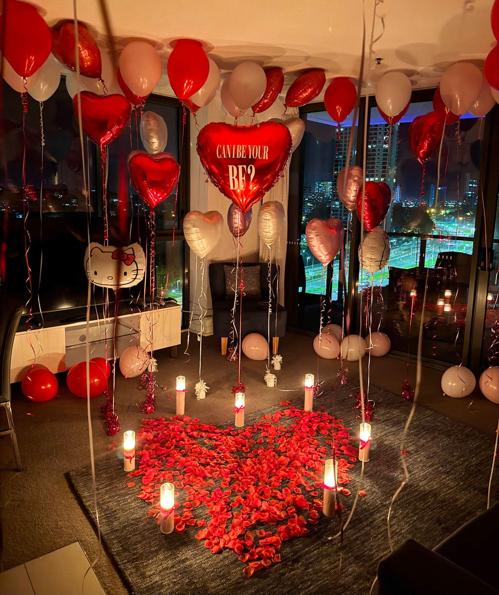 Valentine’s Day gifts and surprise setups in Brisbane & Gold Coast with romantic balloons, florals, and personalised styling for unforgettable moments.